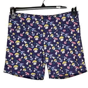 IAB Mfg Mushroom Theme Blue Pink Yellow Bike‎ Shorts Size Medium